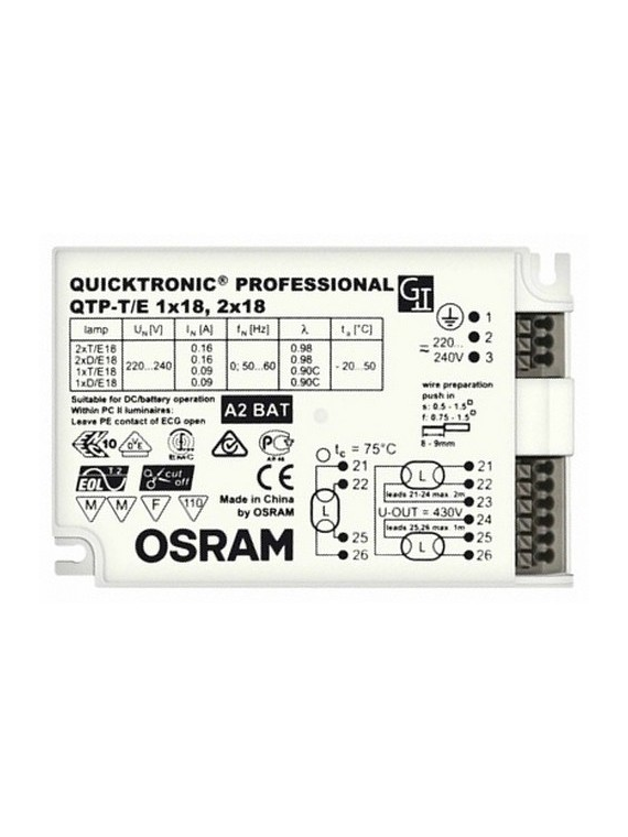 Ballast Electronique D/E - T/E 1-2x18W OSRAM