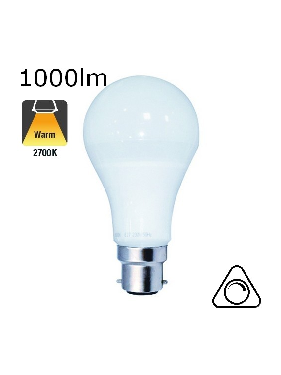 Standard LED B22 1000lm 2700K dimmable