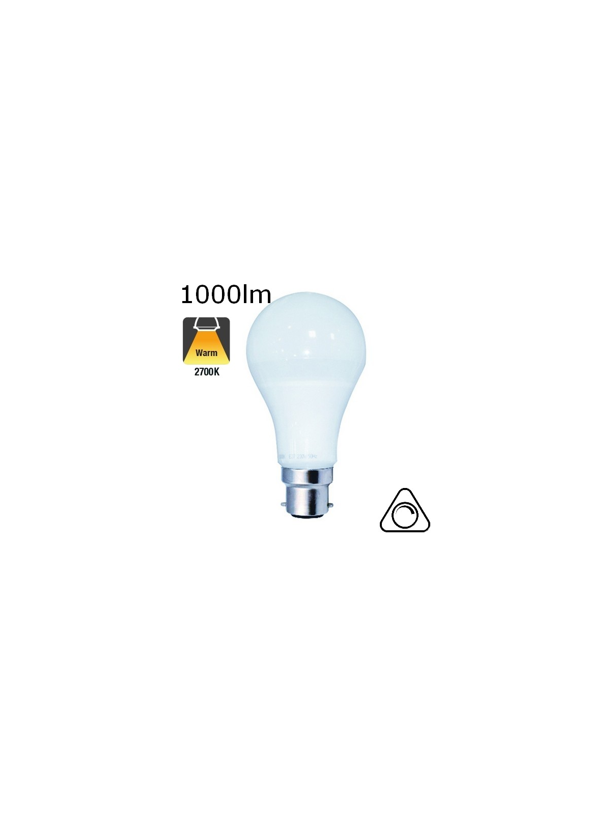 Standard LED B22 1000lm 2700K dimmable