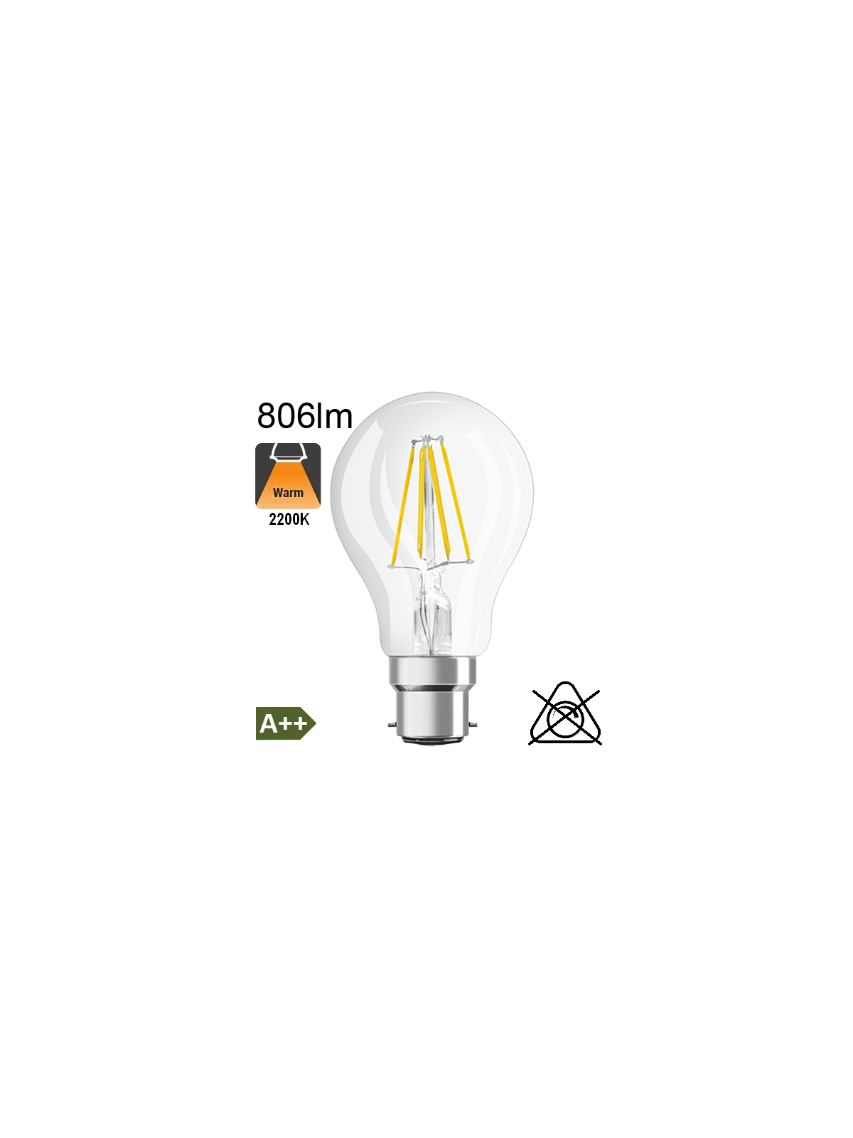 Standard LED B22 806lm 2700K