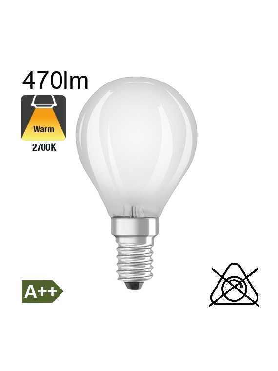 Sphérique Dépolie LED E14 470lm 2700K