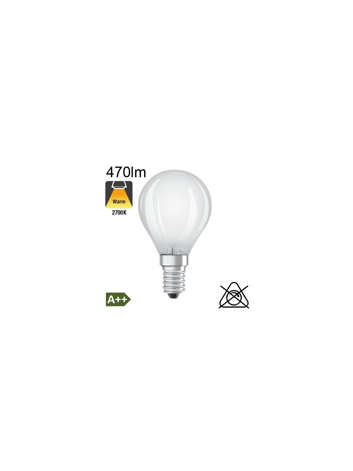 Sphérique Dépolie LED E14 470lm 2700K