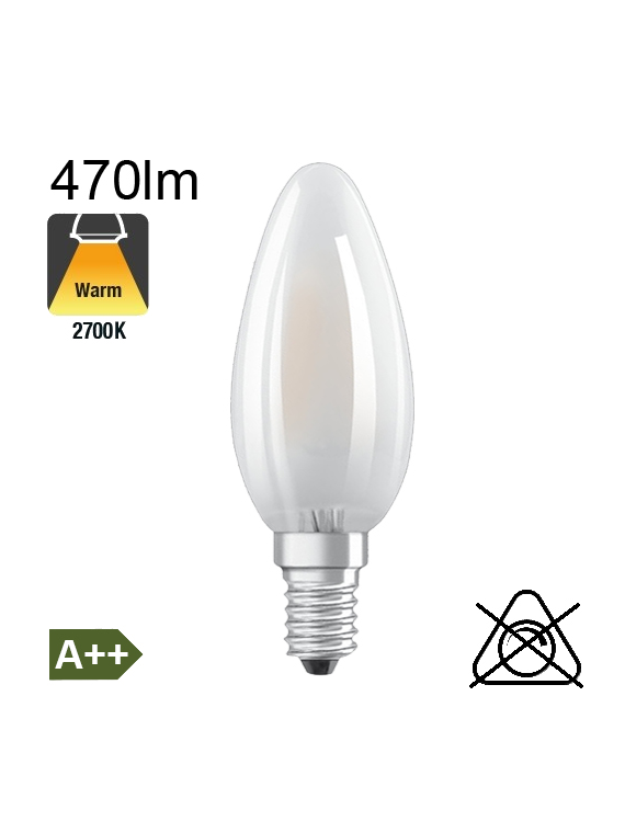 Flamme Dépolie LED E14 470lm 2700K