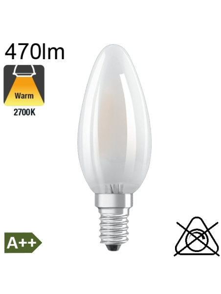 Flamme Dépolie LED E14 470lm 2700K