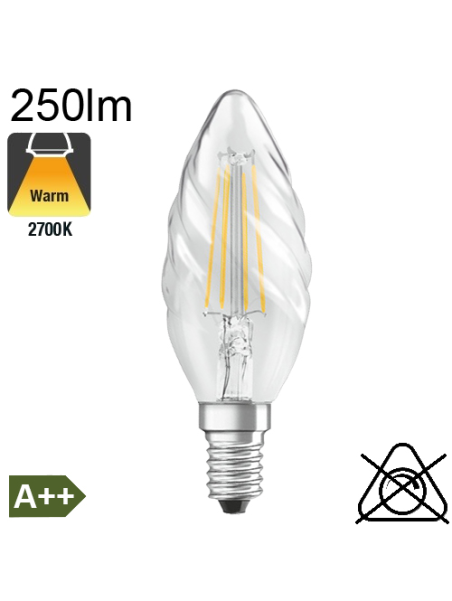 Flamme torsadée LED E14 250lm 2700K