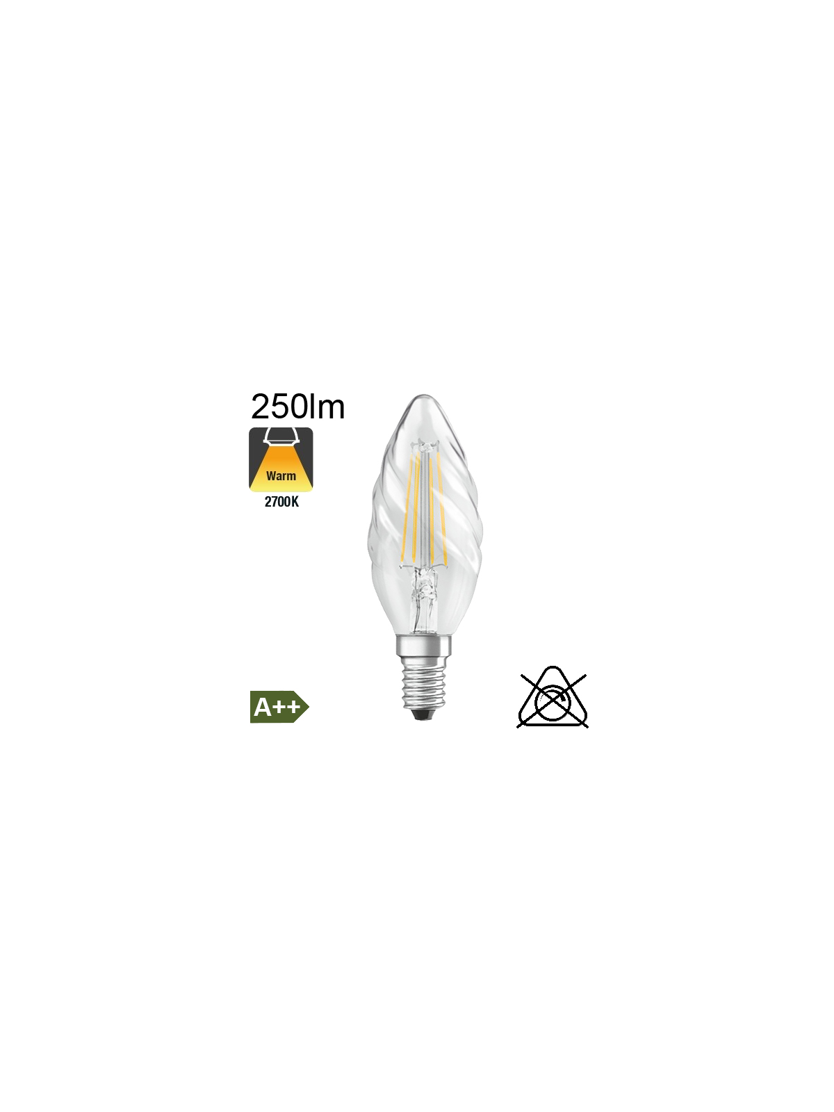 Flamme torsadée LED E14 250lm 2700K