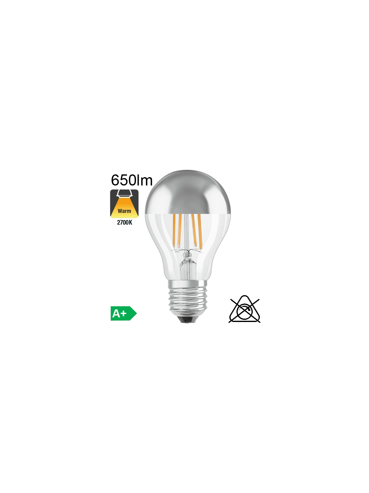 Standard Calotte Argentée LED E27 650lm 2700K