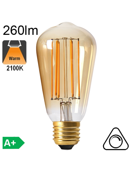 Edison ST64 Ambrée LED E27 260lm 2100K Dimmable