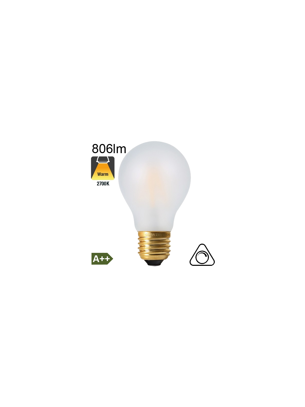 Standard Dépolie LED E27 806lm 2700K Dimmable