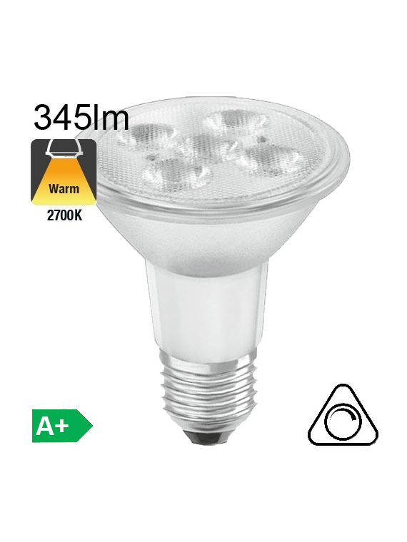 Spot PAR20 LED E27 345lm 36° 2700K Dimmable