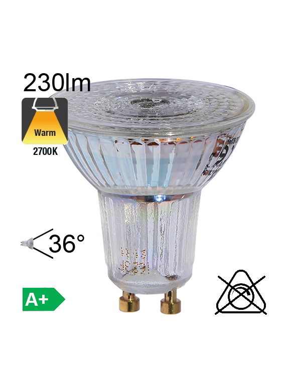 Spot LED GU10 230lm 2700K 36°