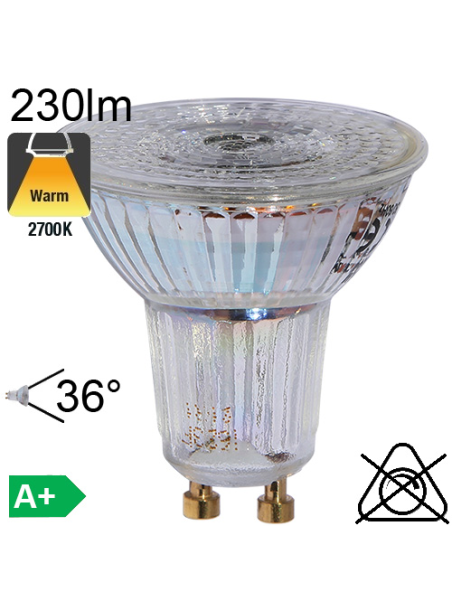 Spot LED GU10 230lm 2700K 36°