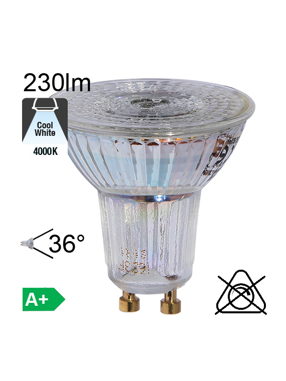 Spot LED GU10 230lm 4000K 36°