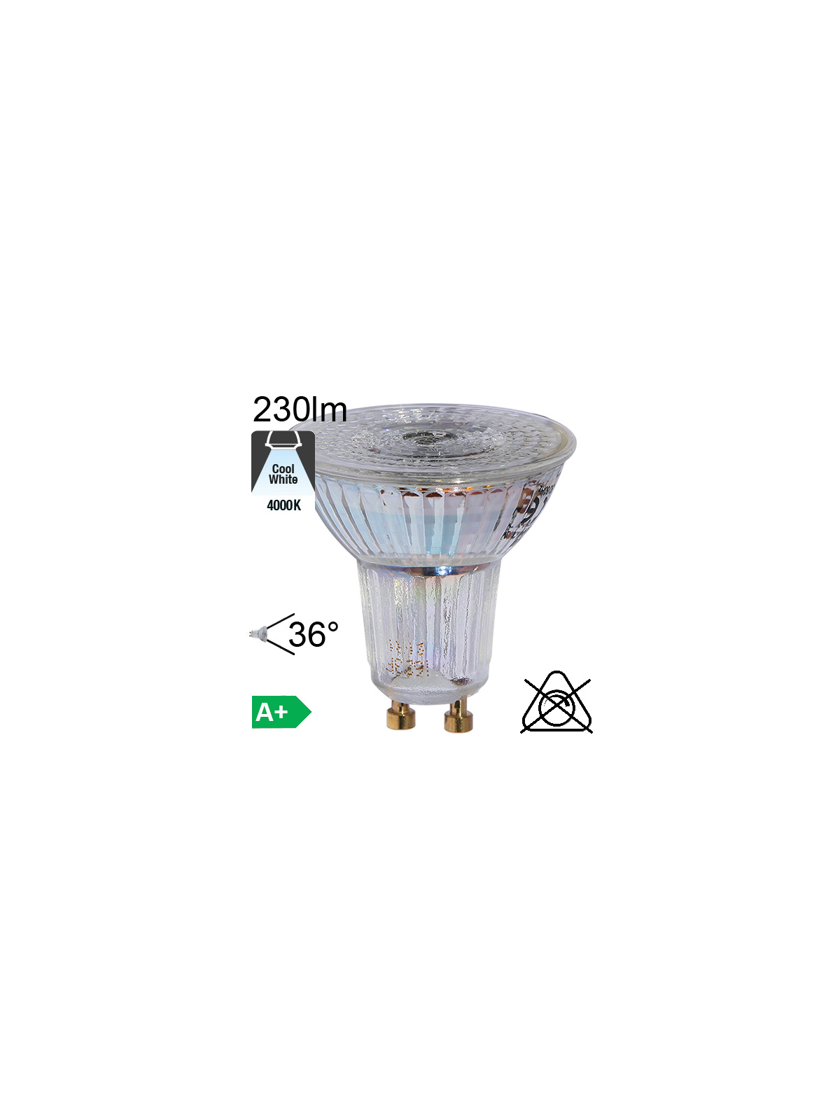 Spot LED GU10 230lm 4000K 36°