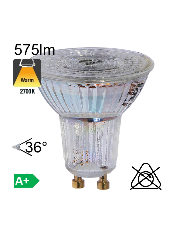 Spot LED GU10 575lm 2700K 36°