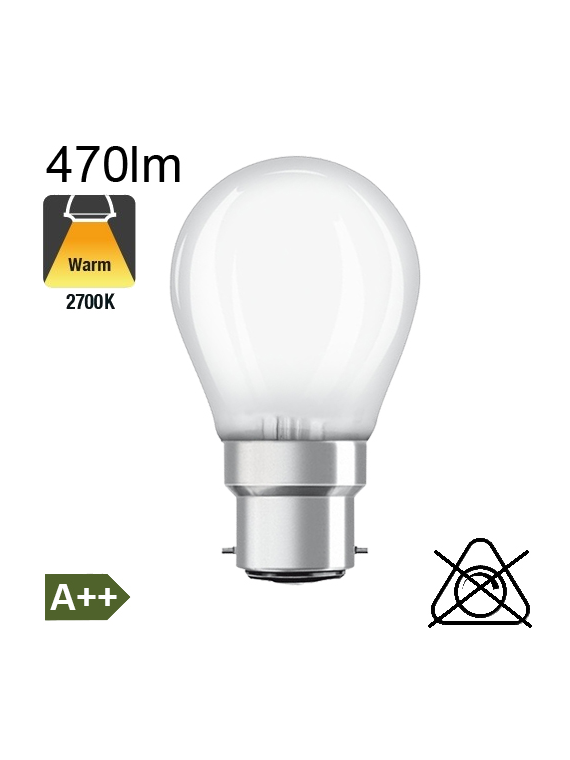 Sphérique Dépolie LED B22 470lm 2700K