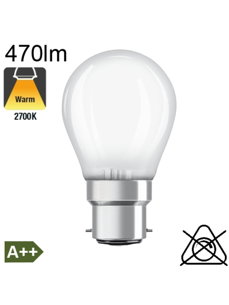 Sphérique Dépolie LED B22 470lm 2700K