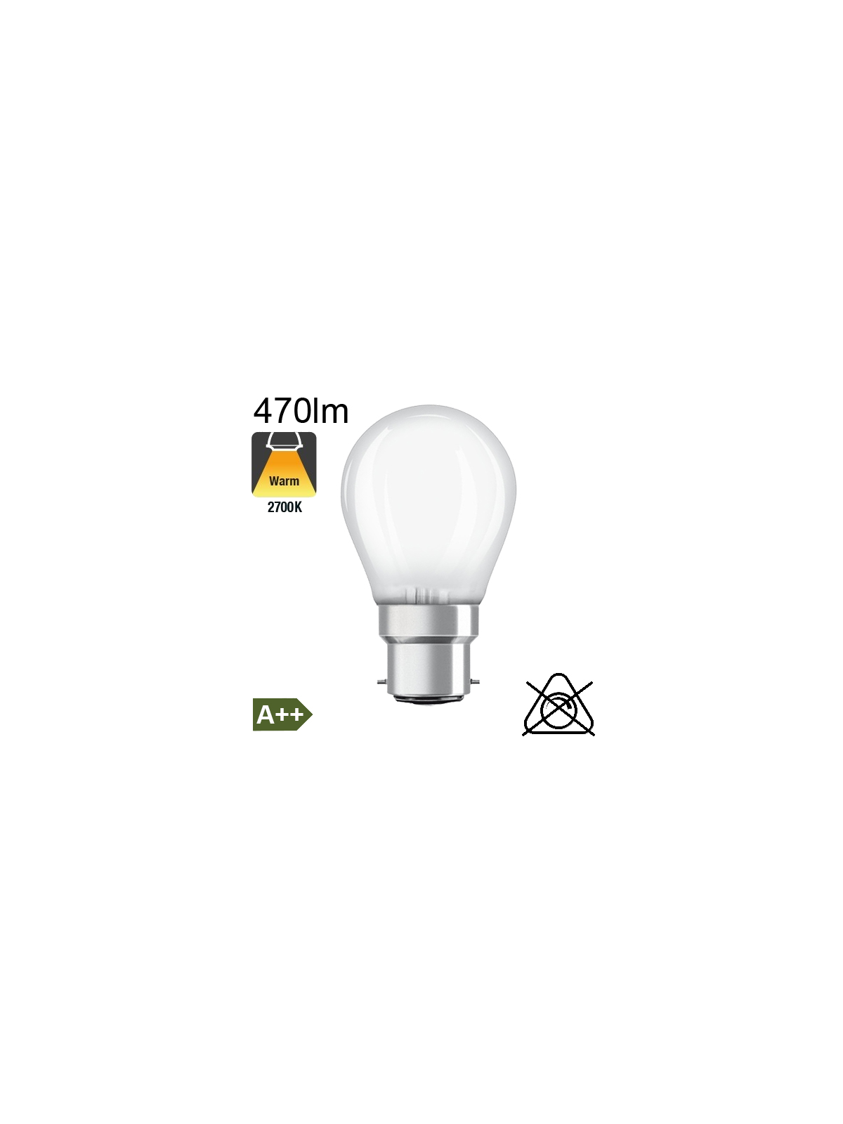 Sphérique Dépolie LED B22 470lm 2700K