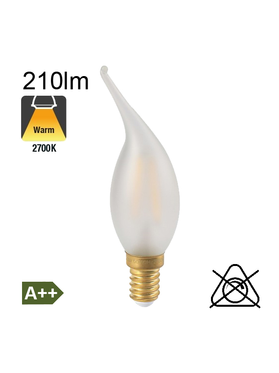 Flamme Coup de Vent Satinée LED E14 210lm 2700K