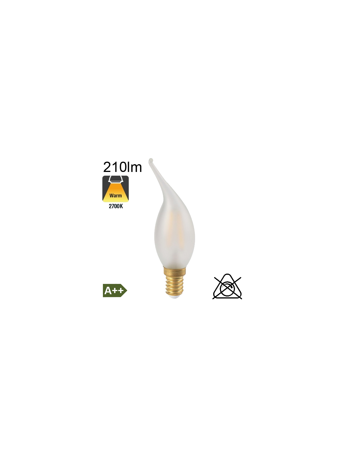 Flamme Coup de Vent Satinée LED E14 210lm 2700K