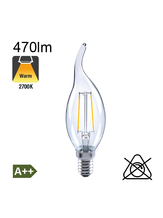 Flamme Coup de Vent LED E14 470lm 2700K