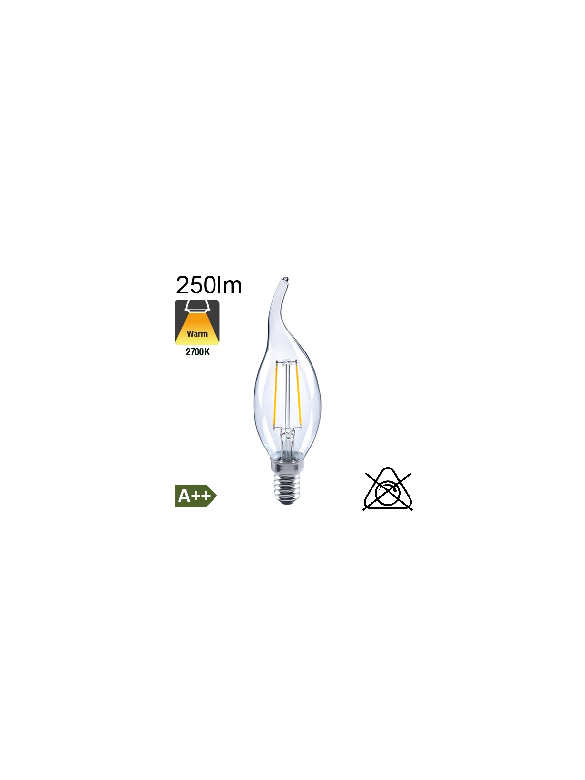 Flamme Coup de Vent LED E14 250lm 2700K