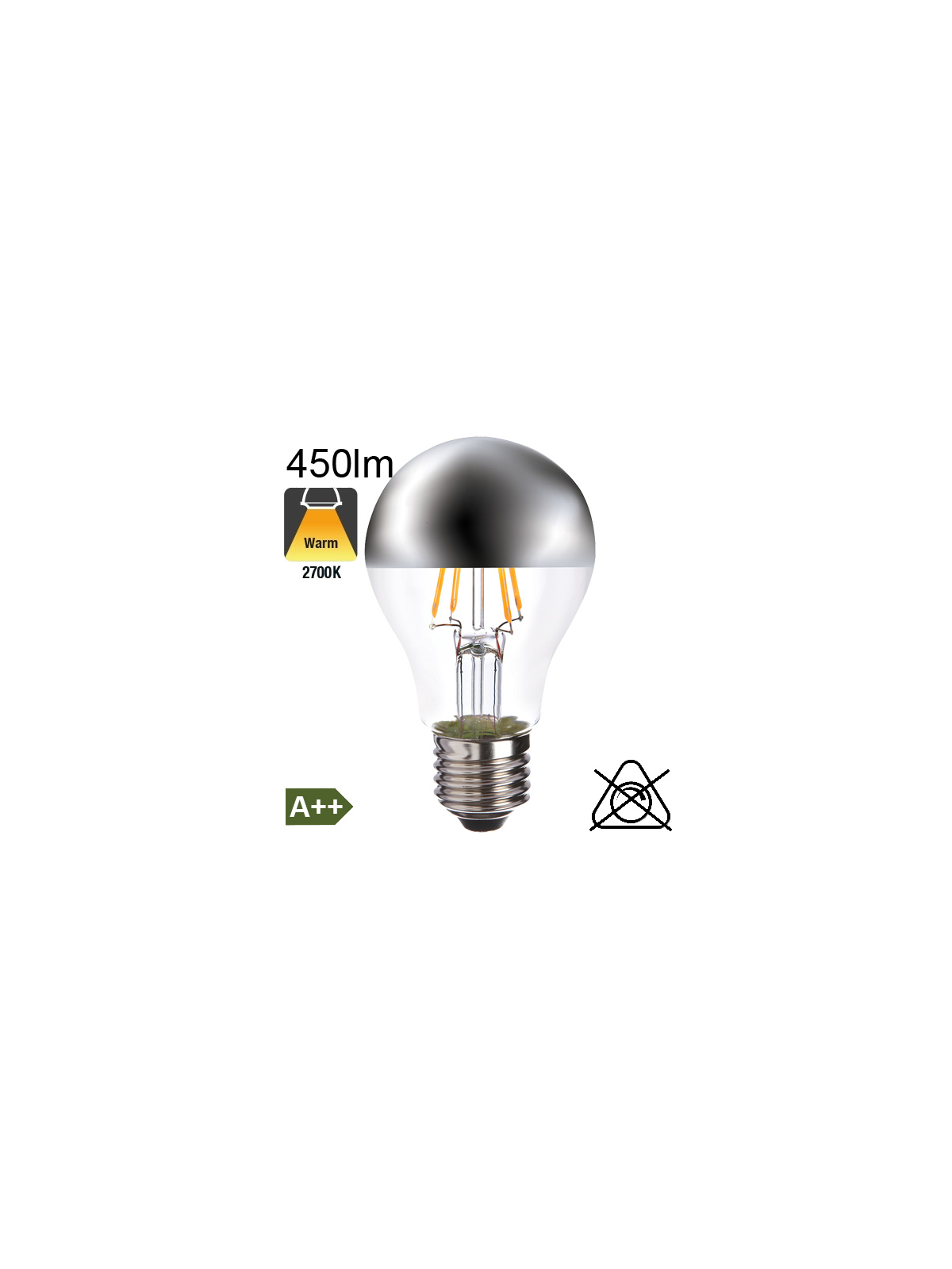 Standard Calotte Argentée LED E27 450lm 2700K