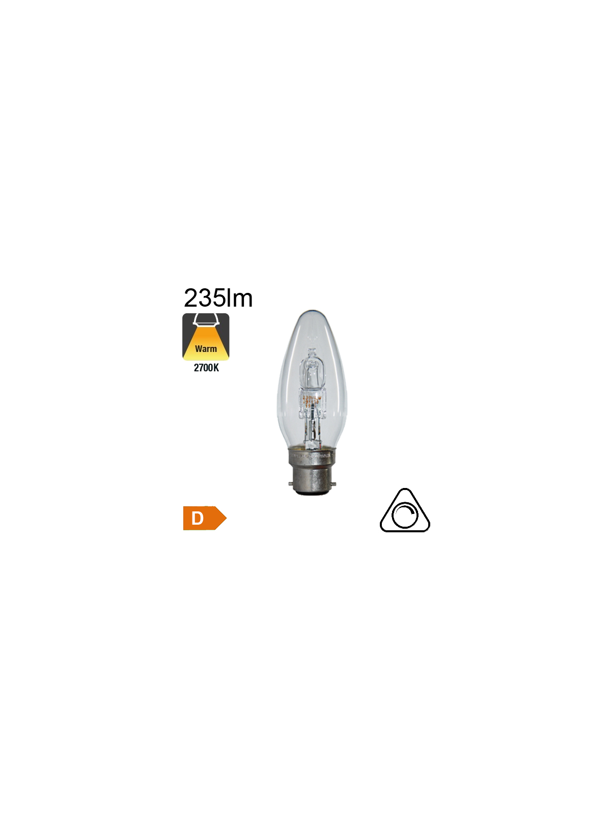 Flamme Halogène B22 20W 235lm