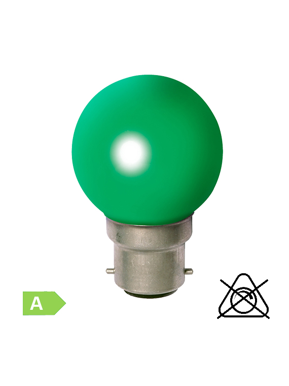 Sphérique LED B22 1W Vert