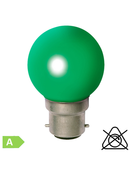 Sphérique LED B22 1W Vert