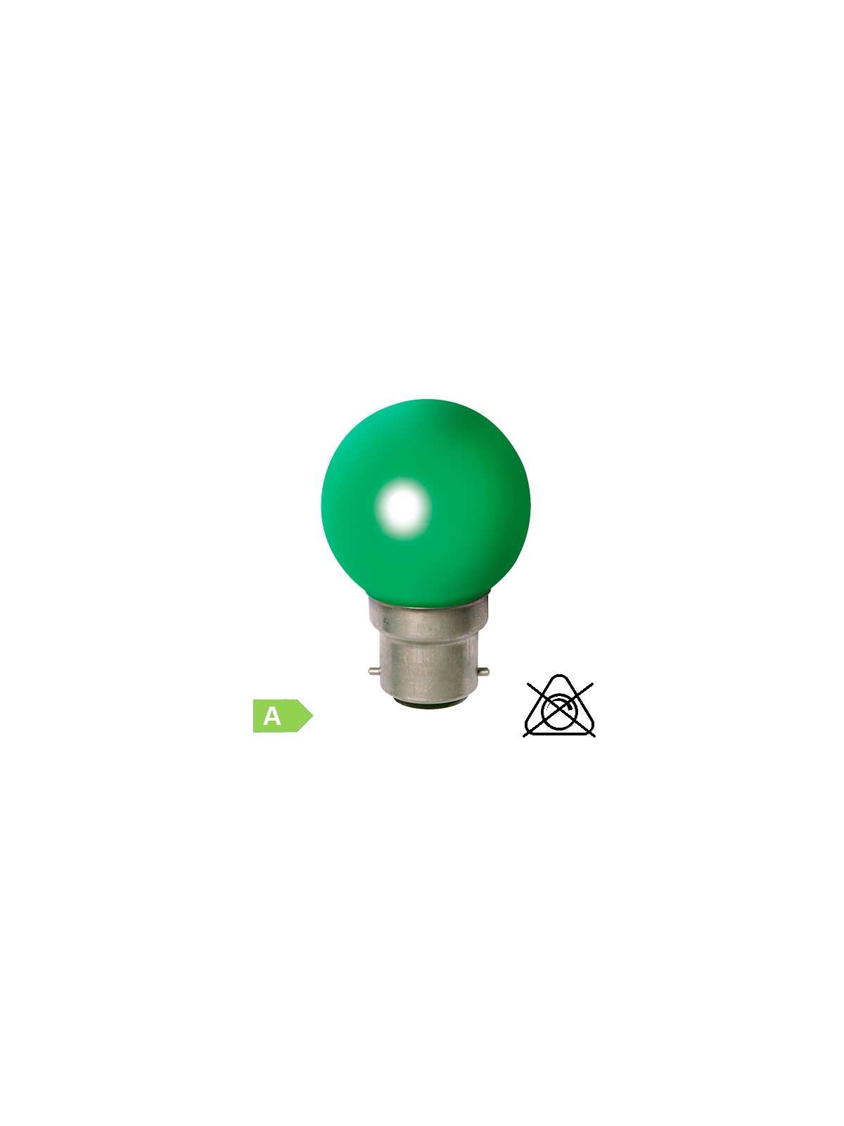 Sphérique LED B22 1W Vert