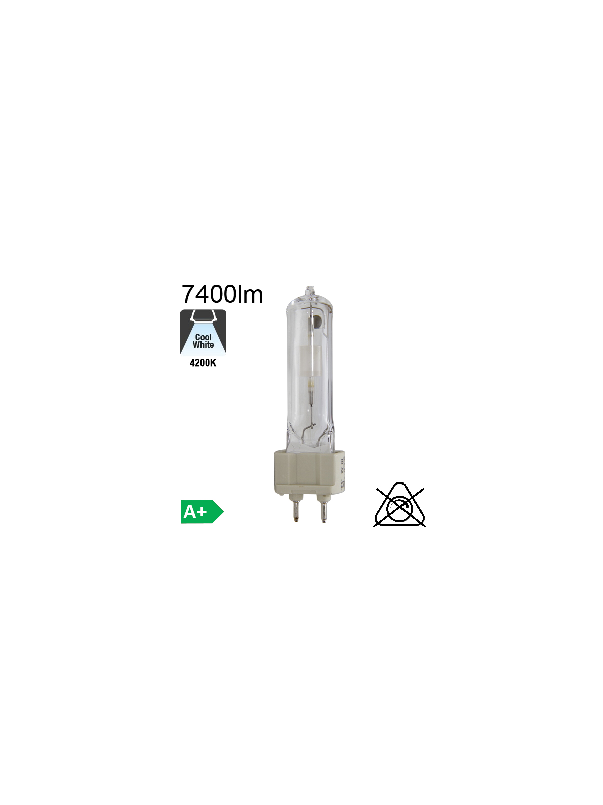 Tube Iodure Métallique G12 70W 7400lm 942 Brûleur Céramique