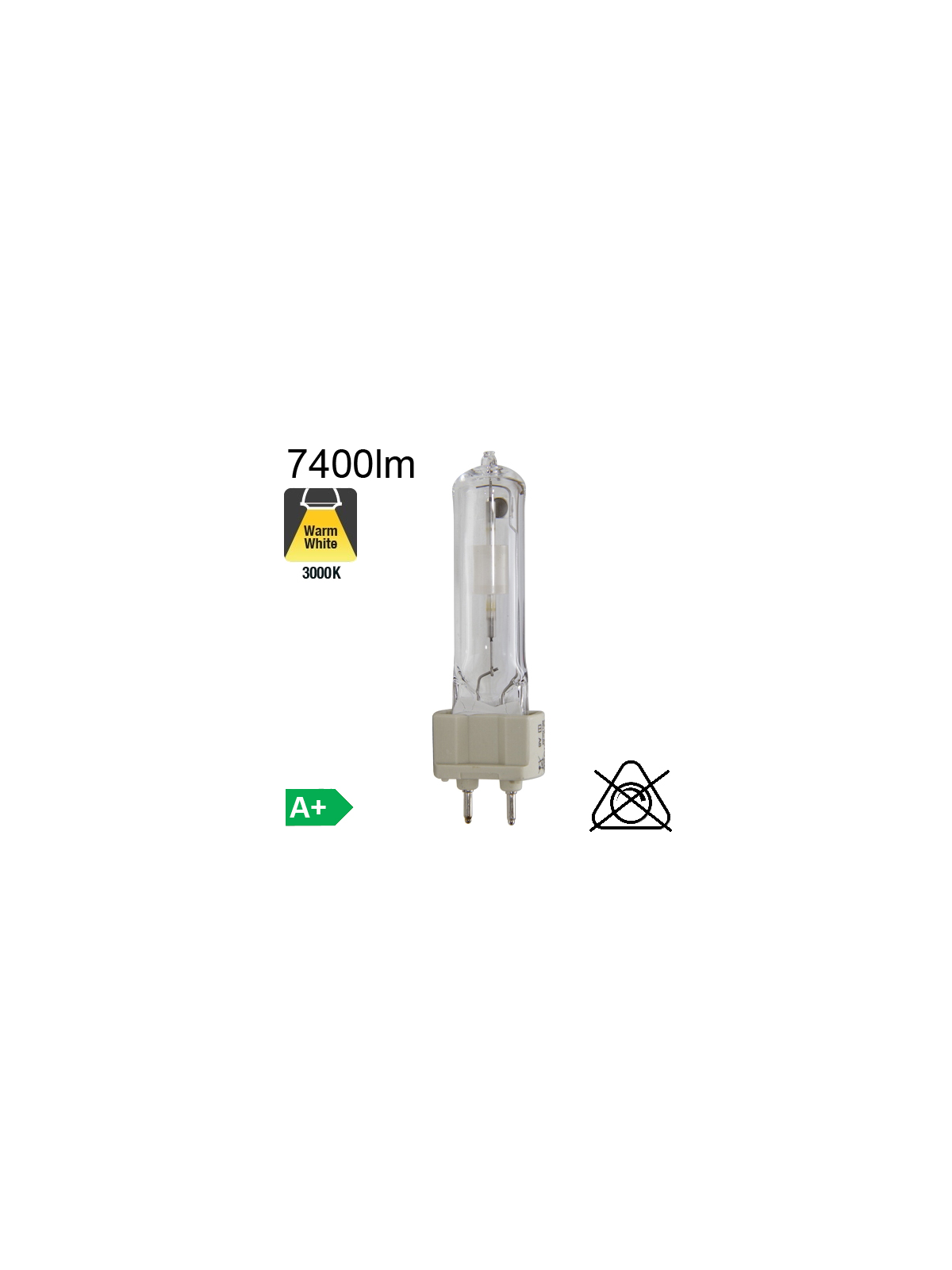 Tube Iodure Métallique G12 70W 7400lm 830 Brûleur Céramique