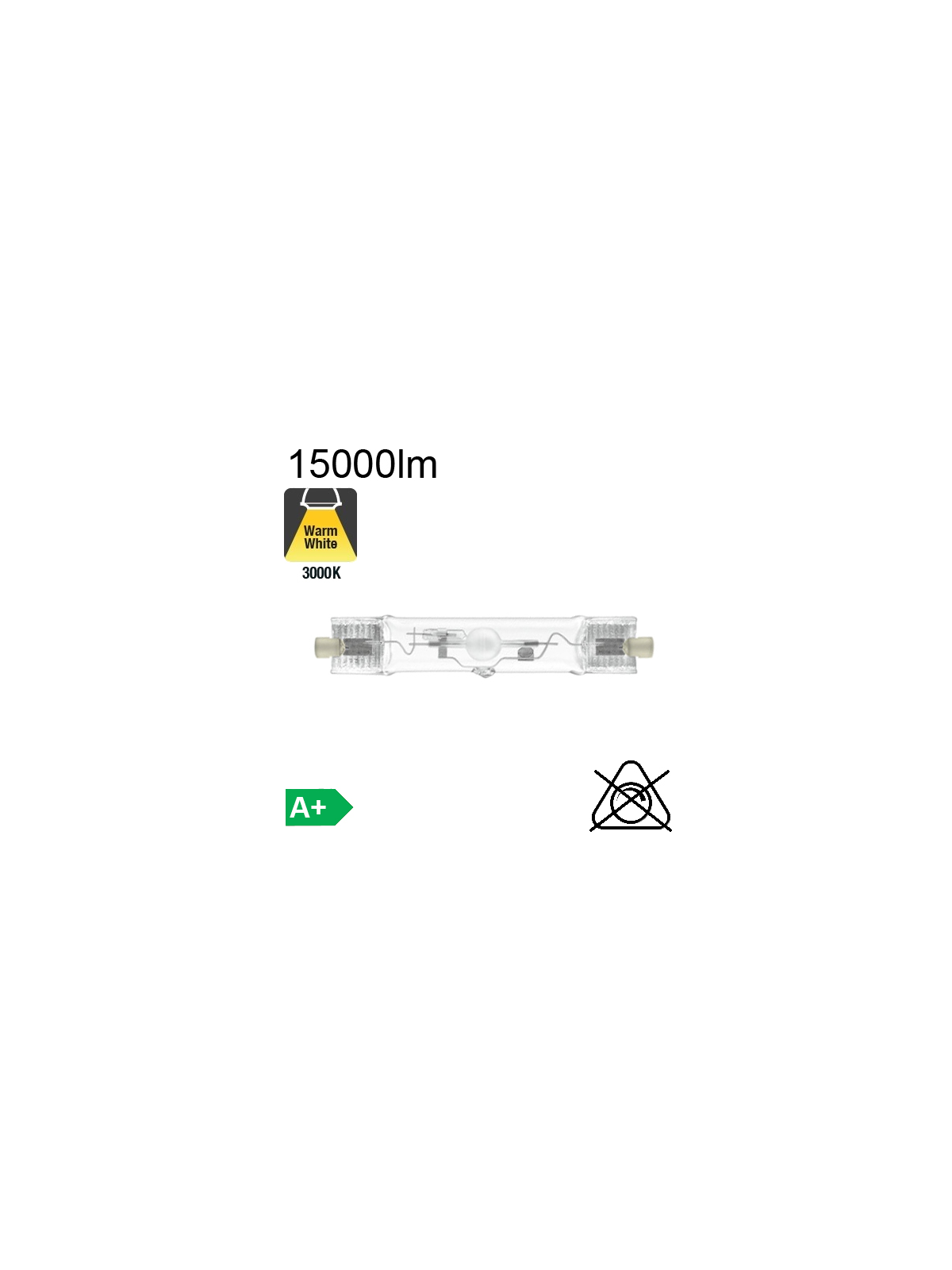 Tube Iodure Métallique Rx7s 150W 15000lm 830 Brûleur Céramique