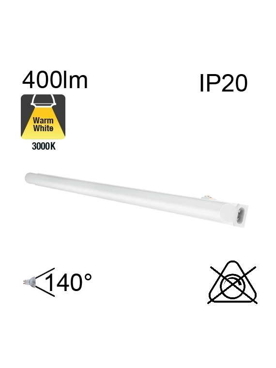 Réglette LED IP20 4W 400lm 3000K avec interrupteur