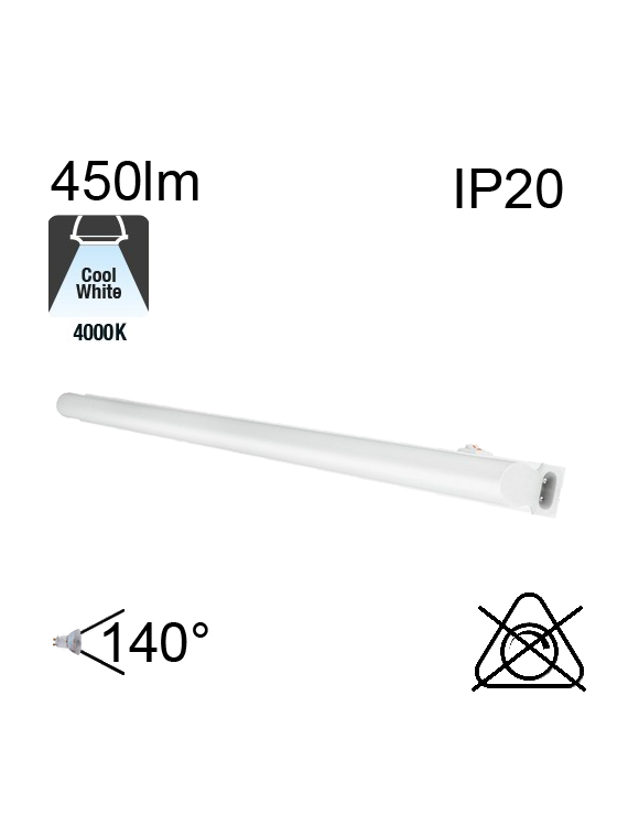 Réglette LED IP20 4W 450lm 4000K avec interrupteur