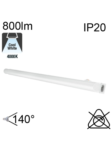 Réglette LED IP20 8W 800lm 4000K avec interrupteur