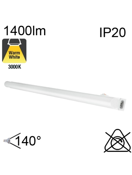 Réglette LED IP20 14W 1400lm 3000K avec interrupteur