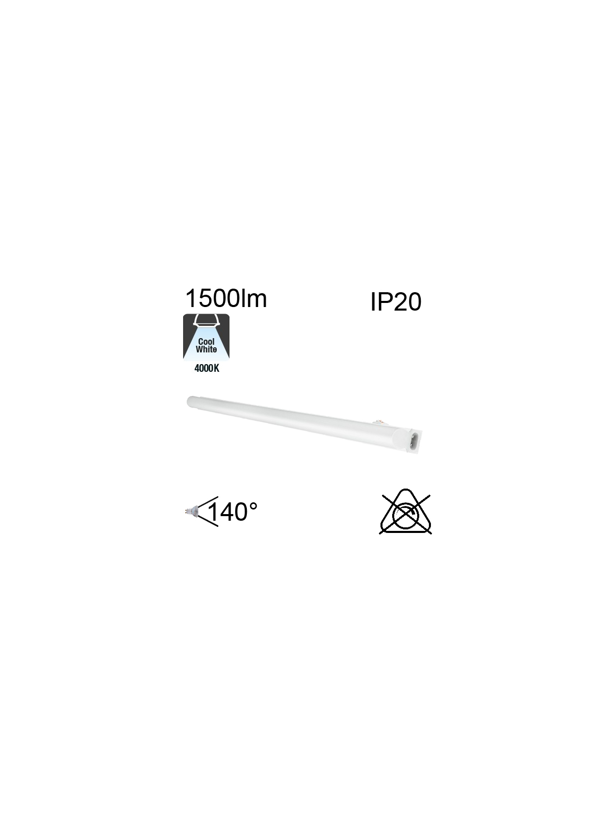 Réglette LED IP20 14W 1500lm 4000K avec interrupteur