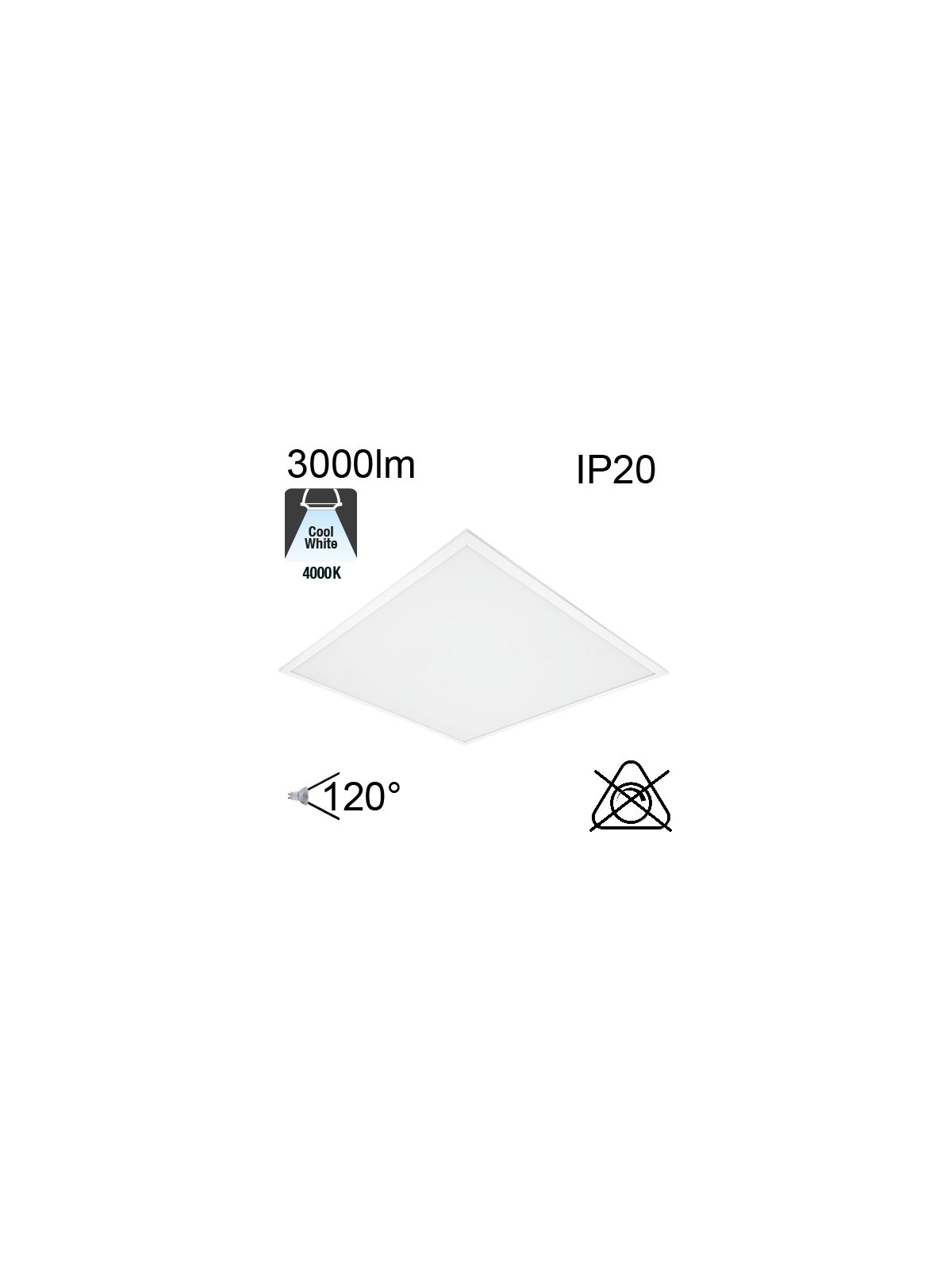 Dalle Led IP20 600x600 30W 3000lm 4000K