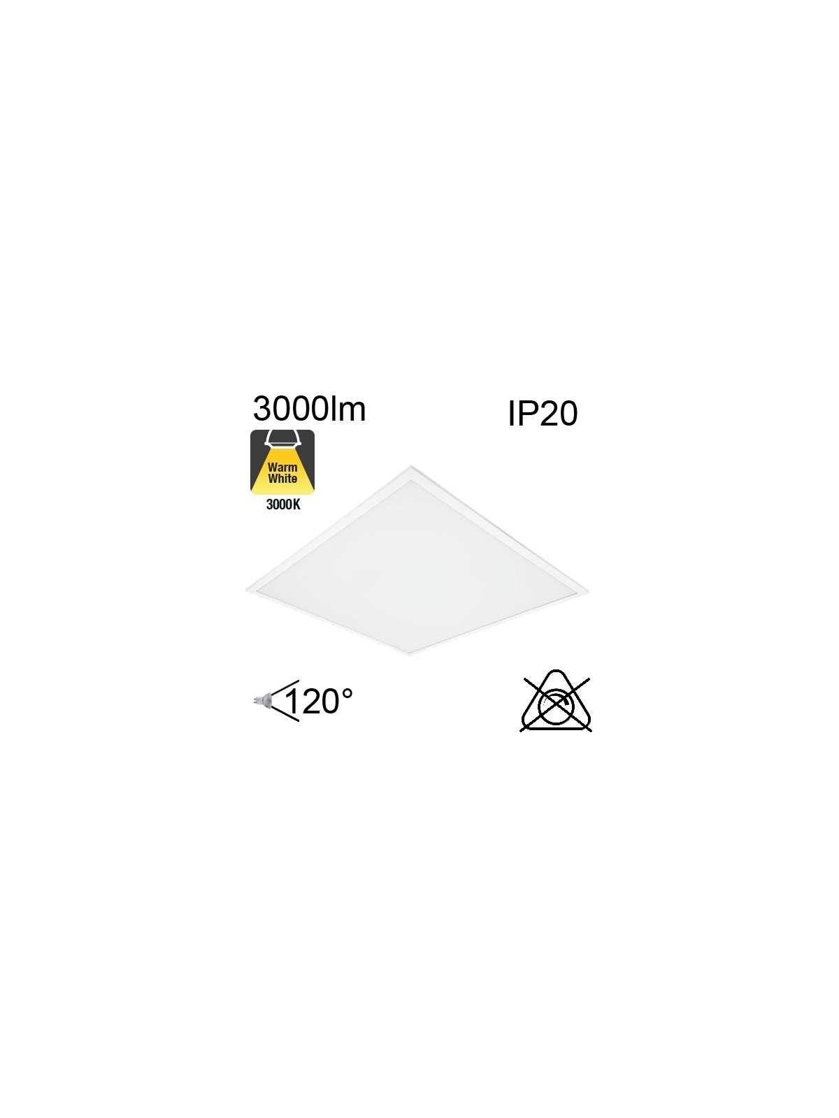 Dalle Led IP20 600x600 30W 3000lm 3000K