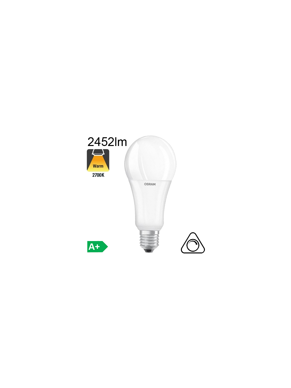 Standard LED E27 2452lm 2700K Dimmable