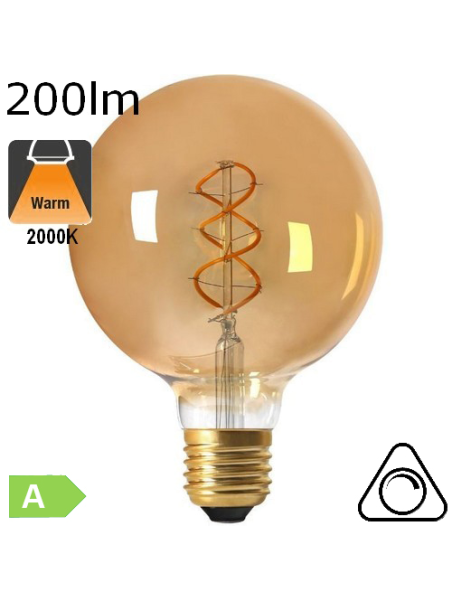 Globe Twisted LED E27 200lm 2000K Dimmable