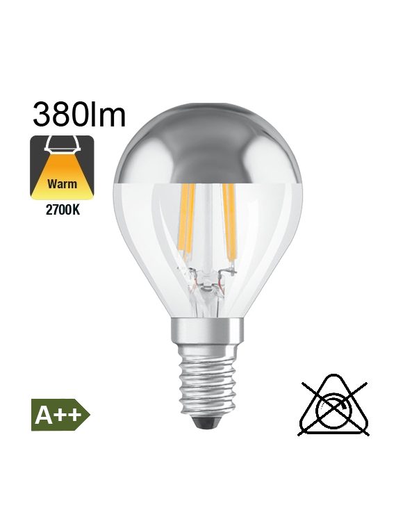 Sphérique Calotte Argentée LED E14 380lm 2700K