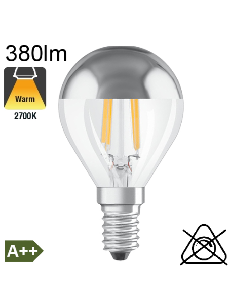 Sphérique Calotte Argentée LED E14 380lm 2700K