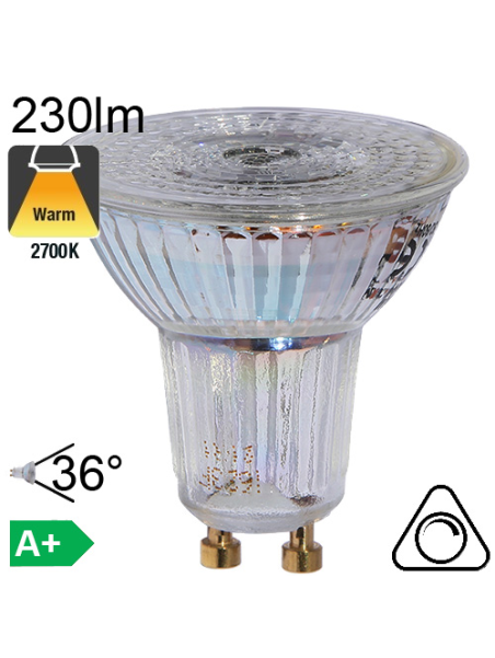 Spot LED GU10 230lm 2700K 36° Dimmable