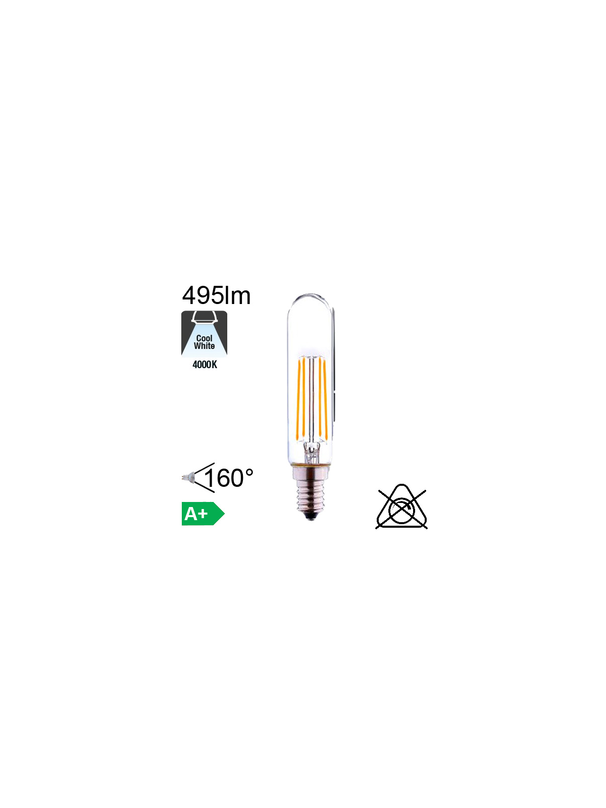 Tube LED E14 495lm 4000°K