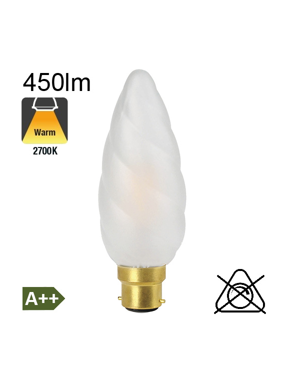 Flamme Géante Dépolie LED B22 450lm 2700K