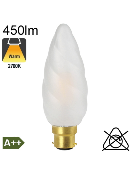 Flamme Géante Dépolie LED B22 450lm 2700K