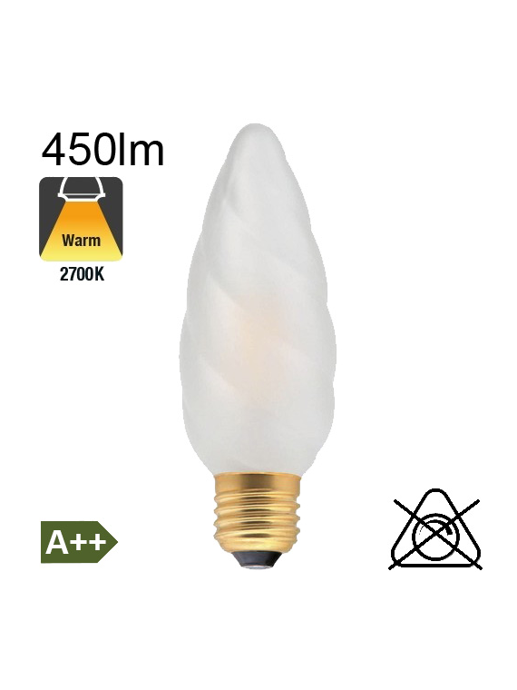 Flamme Géante Dépolie LED E27 450lm 2700K